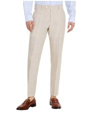 Pantalones de vestir Tommy Hilfiger para hombre calce moderno 36Wx29L beige lino liso F03440