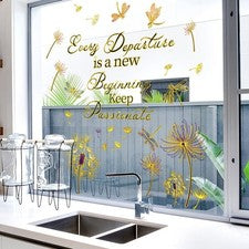 Pegatina de pared de diente de león de lámina dorada con diseño artístico para entrada y comedor