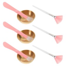 3 juegos de mascarilla facial cepillo y tazón hágalo usted mismo herramientas de belleza esteticista cuencos dorados
