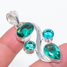 Colgante de joyería de plata de ley 925 hecho a mano con piedras preciosas de turmalina Paraiba tamaño 2"
