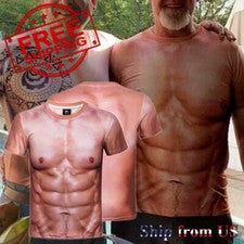 Camiseta de manga corta con estampado corporal muscular fuerte para hombre con impresión digital en 3D