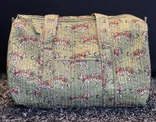 Bolso de Lona Acolchado Algodón Bosque Tigre Verde Indio Bolsos para Mujer Bolso de Viaje EE. UU.