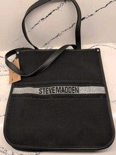 Bolso de Mano Steve Madden City Cartera Negro Lona Lentejuelas Desmontable Bolso Pequeño Nuevo con Etiquetas