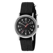 Reloj Timex Weekender para hombre, correa de nailon negro, Indiglo Japón nuevo