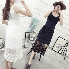 Moda Nuevo Para Mujer Vestido de Encaje Camisola Sin Mangas Top Borde Capa Inferior Vestido Informal