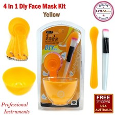 Hágalo usted mismo Belleza Cuidado Facial Mascarilla Kit Amarillo Mezclador Cepillo Palo Cucharas