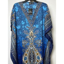 Ropa de salón elegante kimono con estampado de caftán para mujer, encubrimiento de playa
