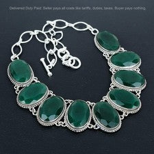 Collar Joyería Vintage Aniversario Esposa Cadena Plata 925 Piedra Esmeralda Zambia