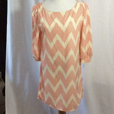 Vestido Audiciones Moda Para Mujer Grande Chevron Rojo Marfil Manga L NUEVO CON ETIQUETAS NUEVO
