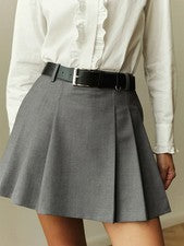 Wolfeel Primavera Verano Nuevo Color Sólido Elegante Moda Plisado Falda Corta Mujeres