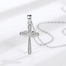 Collar colgante cruz cristal plata esterlina 925 mujeres niñas joyería regalo Reino Unido