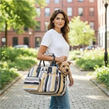 Bolso de viaje MIIN a rayas para mascotas lados suaves perro gato estilo caja nuevo sin etiquetas