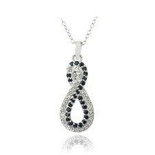 Collar Infinito Plata 925 Espinela Negra y Topacio Blanco, 18"
