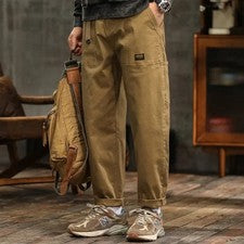 Pantalones cargo sueltos para hombre cintura alta pierna recta informales pantalones de bolsillo