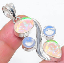 TRIPPLE O P A L PIEDRA PRECIOSA JOYERÍA COLGANTE MANO 925 ESTERLINA