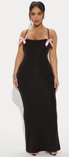 Fashion Nova - Maxi Vestido Cornelia Bow - Negro Pequeño