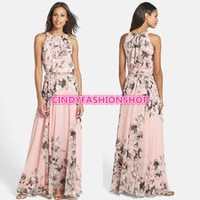 Sexy Mujeres Verano Boho Chifón Maxi Vestido de Noche Fiesta Vestidos de Playa Solero