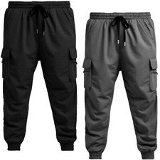 Pantalones cargo de cintura elástica para hombre Pantalones de combate informales con bolsillo con puños