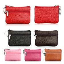 Mujeres Llavero Cuero Mini Monedero Moneda Pequeño Cambio Bolso Tarjeta Billetera Bolsa Cremallera