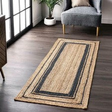 Alfombra Corredora de Yute Trenzada Entrada Natural Granja Cocina Pasillo Alfombra