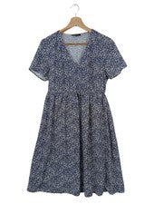 Vestido de verano mujer Lawrence Grey manga corta azul blanco estampado integral talla 36