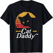 Cat Daddy Vintage Eighties Style Cat Retro Distressed Gift Tees S-3XL