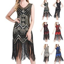 Caliente Vestido Mujer Vestido De Fiesta Femenino Vestido Aleta Con Lentejuelas Y Borlas