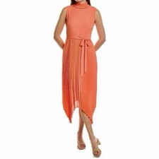 Vestido midi plisado acordeón con cinturón talla 4 Nanette Lepore para mujer