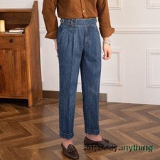 Pantalones de mezclilla para hombre Nápoles pantalones de mezclilla vintage GURKHA cintura alta pantalones de mezclilla 