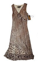 Nuevo con etiquetas Vestido Para Mujer M.X.I Estampado Leopardo Marrón Claro Talla 4