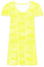 Vestido para mujer - Vestido estampado de palma - Mini vestido - Pequeño - Algodón - Amarillo neón