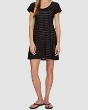 Stonewear Designs Mujer Negro Drishti Cuello Redondo Ojales Camiseta Vestido Talla L