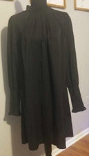 Vestido liso manga larga con cuello falso de moda para mujer, talla M, negro NUEVO
