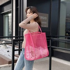 Bolso de Playa Bolso de Malla Transparente Bolso de Mano de Gran Capacidad para Viajes al Aire Libre