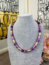 Collar mujer violeta beige aluminio anodizado rodillos acero inoxidable cierre