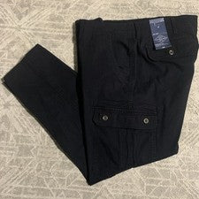 Pantalones cargo St. John's Bay para hombre 42x30 negros calce recto gancho y bucle mosca