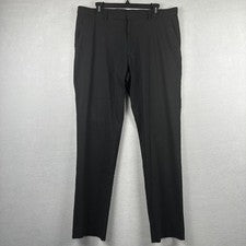 Nuevo sin etiquetas Pantalón de vestir Ralph Lauren para hombre talla 36x32 se adapta a 36x31 negro frente plano clásico