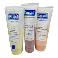 Juego de 3 piezas Dermasil Labs: loción corporal para aliviar el eccema 6 oz + exfoliante facial 5 oz