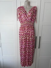 Nuevo con etiquetas Vestido Mujer Moda Rosa y Dorado Estampado. Elástico Talla Única (se adapta a 12-20)