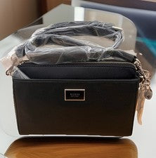 Bolso de hombro para mujer NUEVO CON ETIQUETAS ADIVINA de cuero negro plateado/dorado claro herrajes VG768114