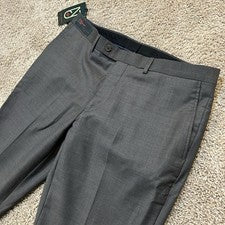 NUEVO Pantalones de Lana Ted Baker Para Hombre Pantalón Joey Gris Talla 36R Sin Dobladillo Frente Plano