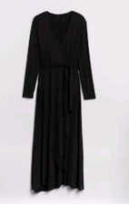 Vestido envolvente de rayón negro verdadero Gap para mujer #357839 ¡NUEVO CON ETIQUETAS! S Pequeño