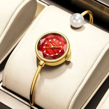 Reloj de cuarzo pulsera de perlas doradas de lujo elegante caja de regalo reloj de moda para mujer