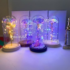 cristal galaxia rosa en la cúpula de cristal 20 luces led regalo para novia mamá esposa