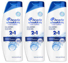CHAMPÚ Y ACONDICIONADOR 2 en 1 Head & Shoulders CLASSIC CLEAN ANDASPA, 12,5 oz-3 paquete