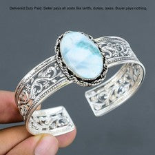 Nuevo brazalete de plata 925 chakra garganta ovalado natural bisel larimar hija