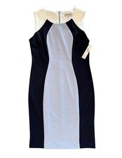 Nuevo con etiquetas Vestido Vaina Shelby & Palmer Clásico Azul Blanco Sin Mangas Para Mujer Talla 10’
