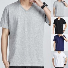 Para vacaciones de verano hombre cuello en V camiseta monocromática camisa estilo coreano moda