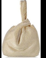 Bolso de noche Jessica McClintock Logan Mesh Pouch para mujer - Color dorado