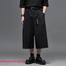 Pantalones de pierna recta de moda para hombre estilo japonés retro pierna ancha pantalones informales